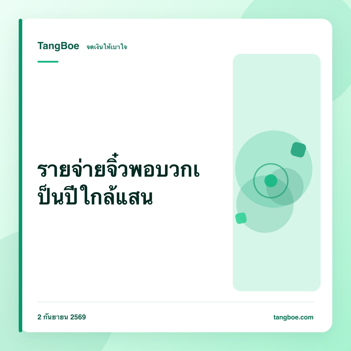 รายจ่ายจิ๋วพอบวกเป็นปีใกล้แสน: เงินเดือนไปไหน ทั้งที่ไม่ได้ซื้อของชิ้นใหญ่